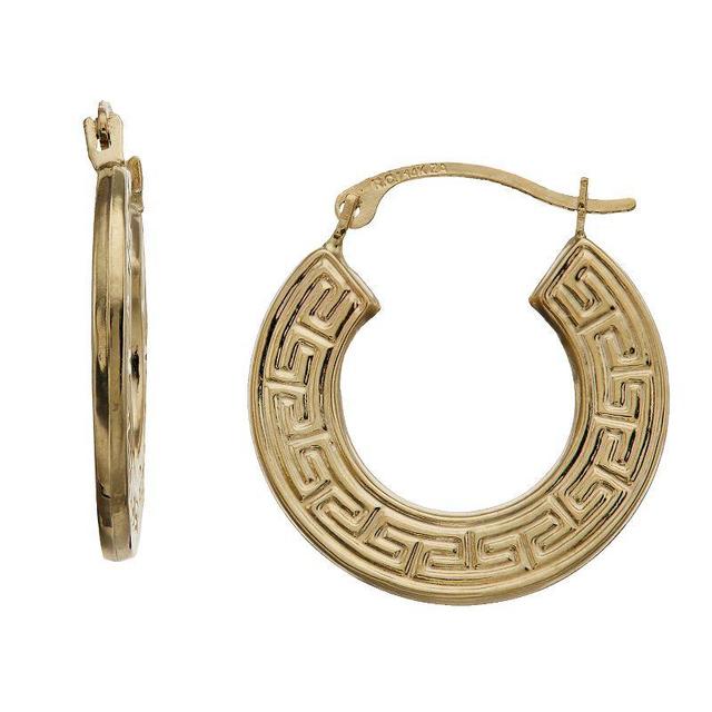 14k Gold Stampato Greek Key Earrings, Womens Product Image