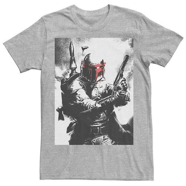 Mens Star Wars Boba Fett Faded Action Portrait Poster Tee Product Image