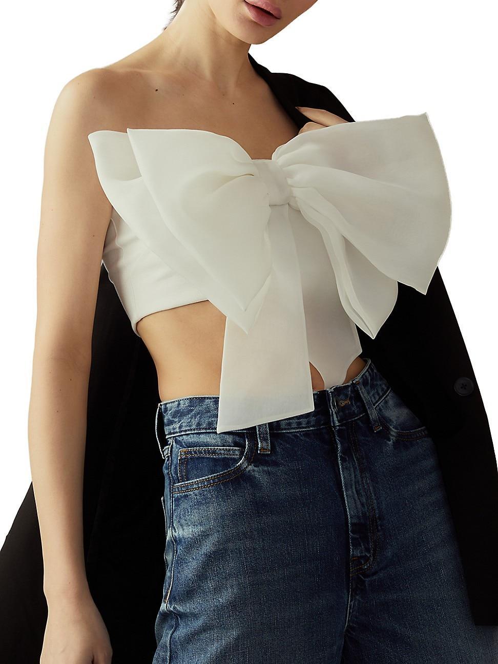 Womens Organza Bow Bandeau Crop Top Product Image