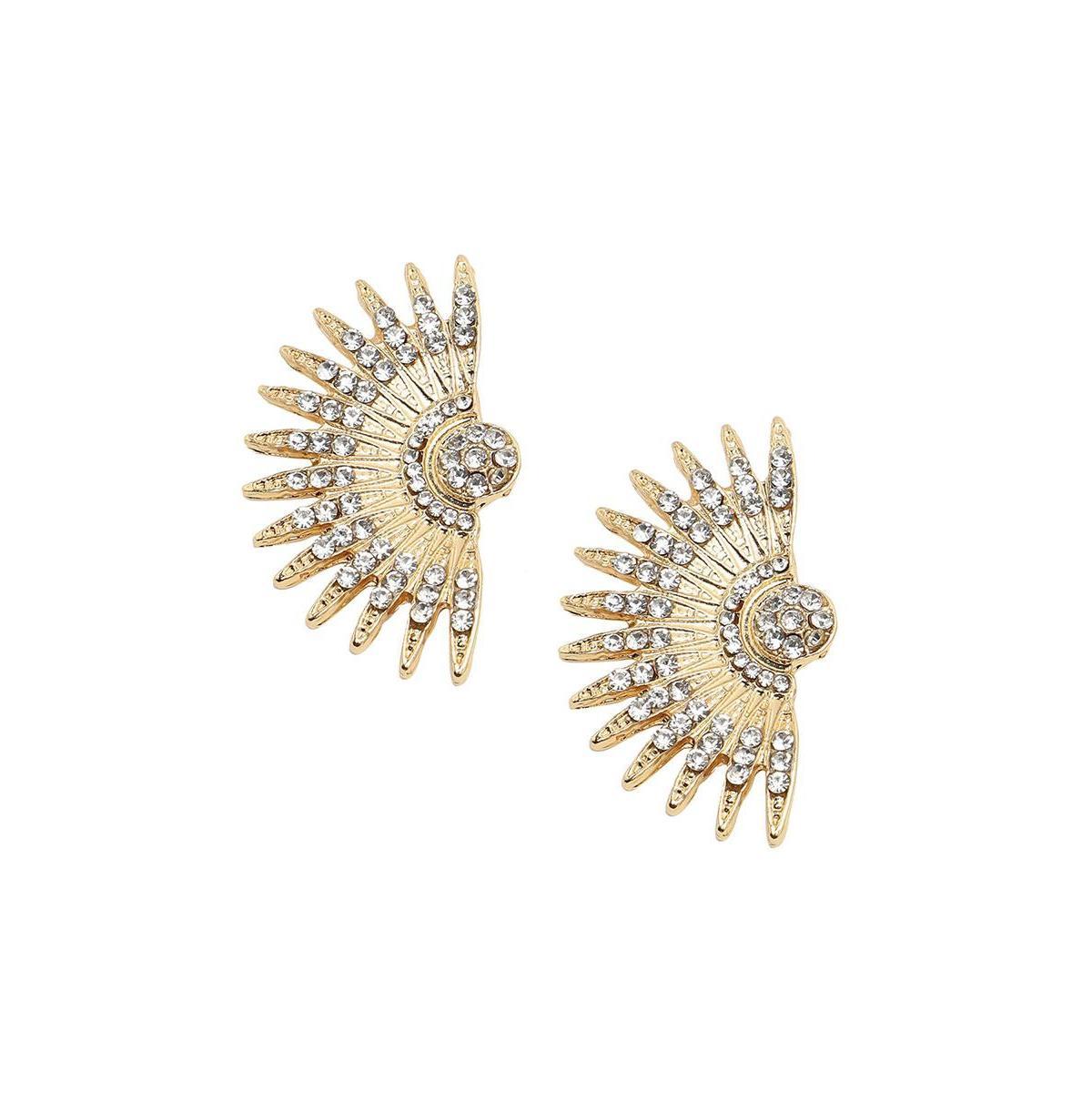 Sohi Womens Gold Embellished Rays Drop Earrings Product Image