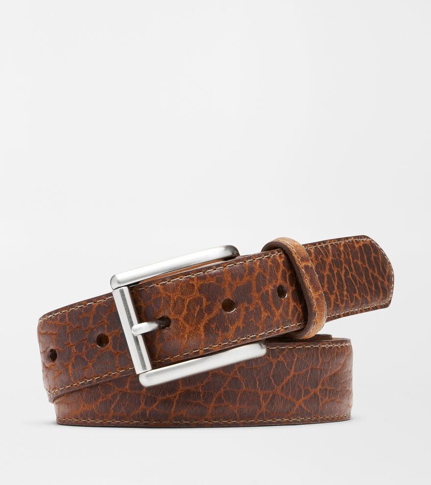 Peter Millar Mens Pebbled Bison Belt | Color: Cognac | Size: 44 Product Image