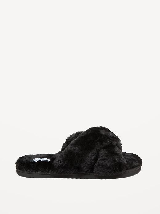 Faux-Fur Cross-Front Slippers Product Image