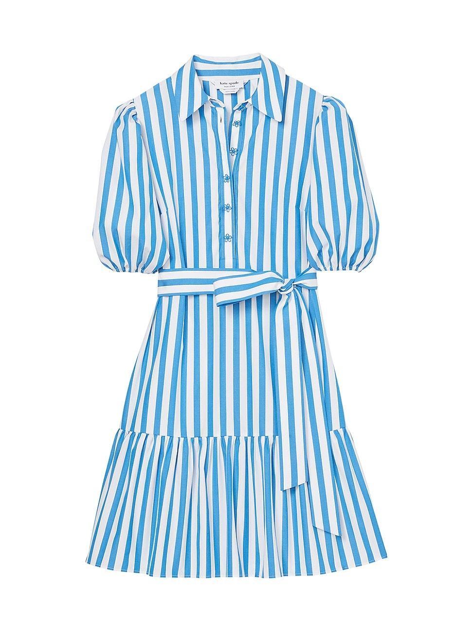 Womens Lake Striped Poplin Puff-Sleeve Minidress Product Image