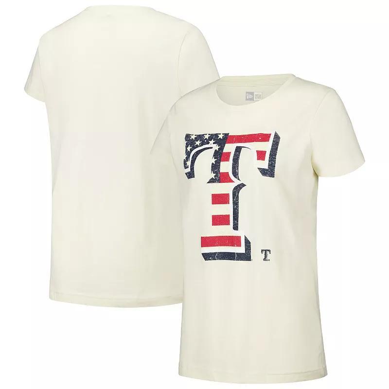 New Era Womens Cream Texas Rangers Vintage T-Shirt Product Image