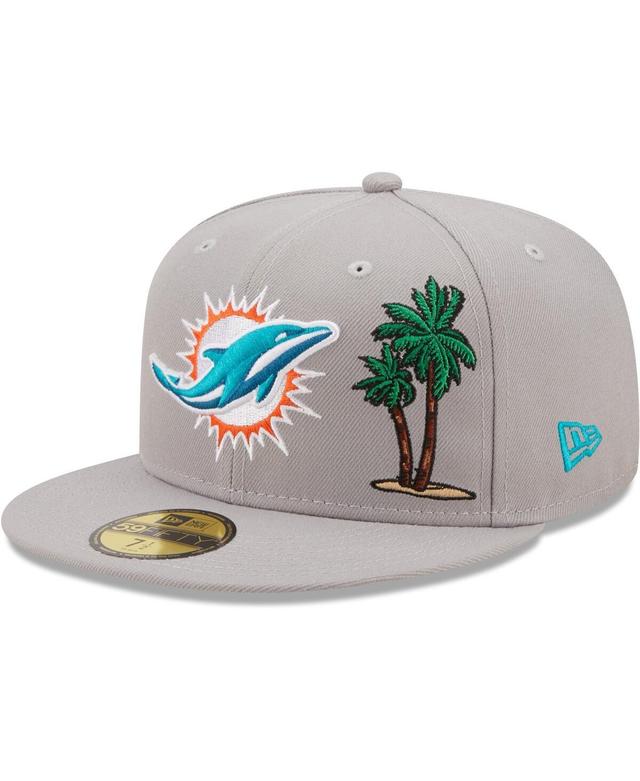 Mens New Era Gray Miami Dolphins City Describe 59Fifty Fitted Hat Product Image