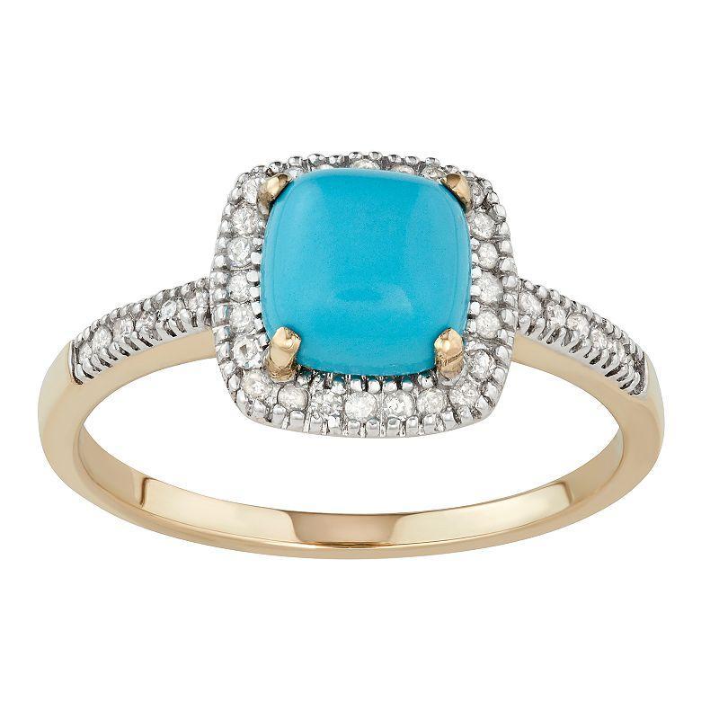 Simulated Turquoise 10K Gold & 1/5 Carat T.W. Diamond Frame Ring, Womens Pink Product Image