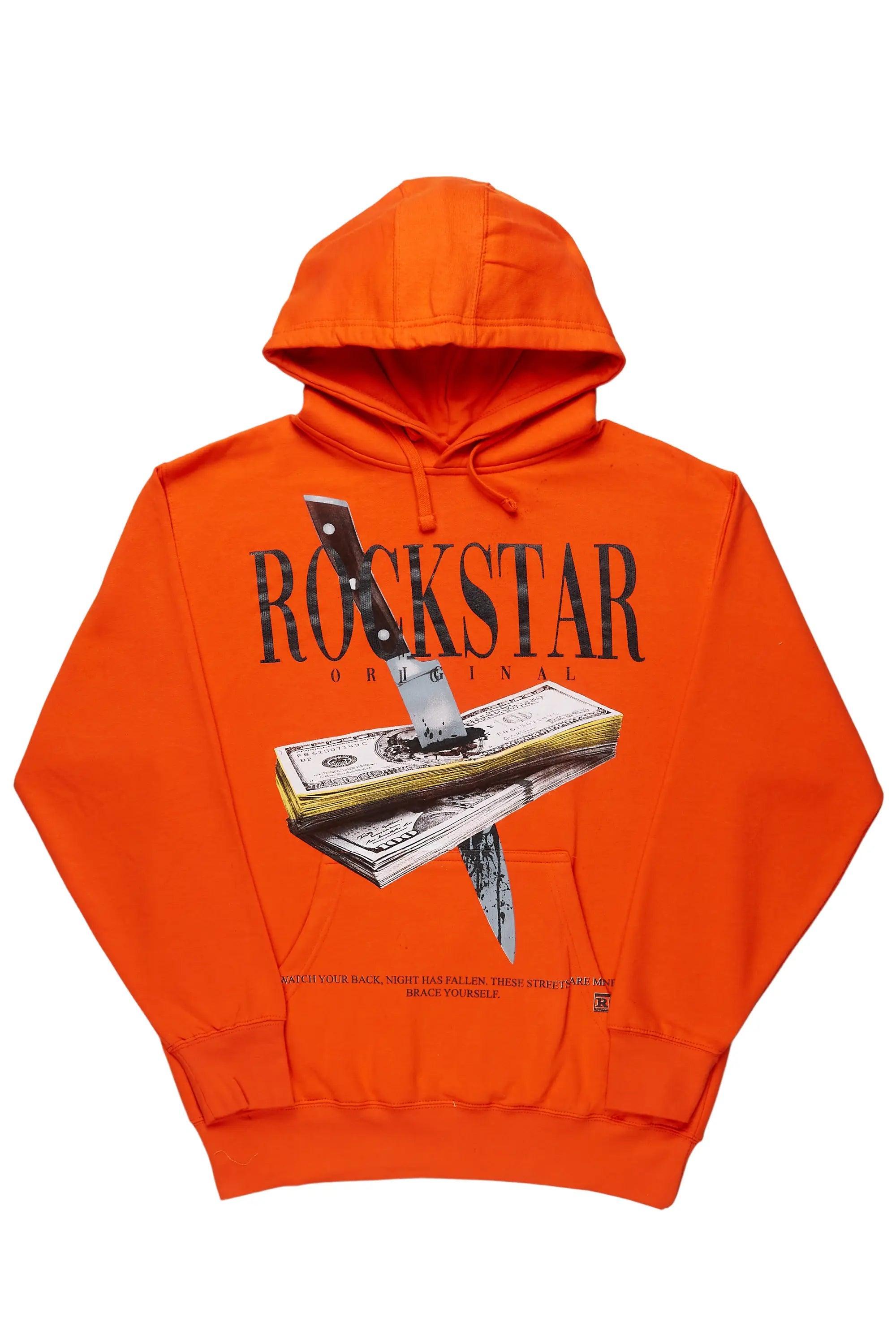 Dayte Nite Orange Graphic Hoodie Male Product Image