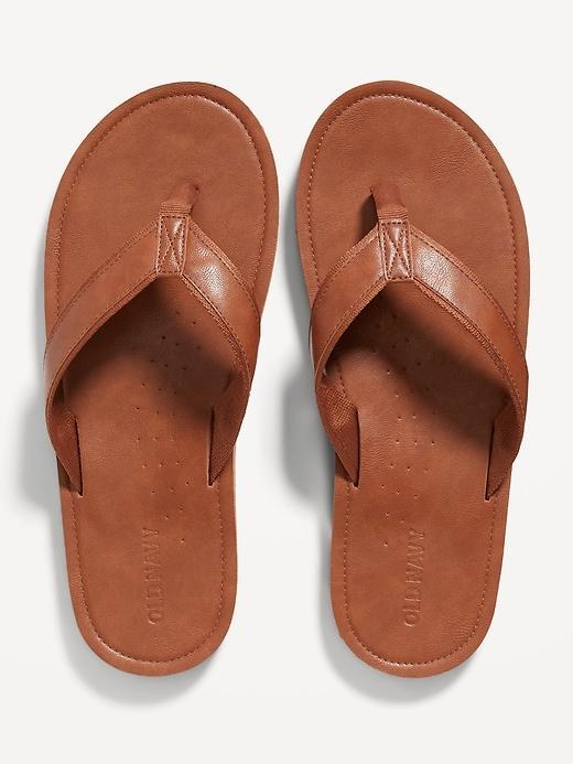 Faux-Leather Flip-Flop Sandals Product Image