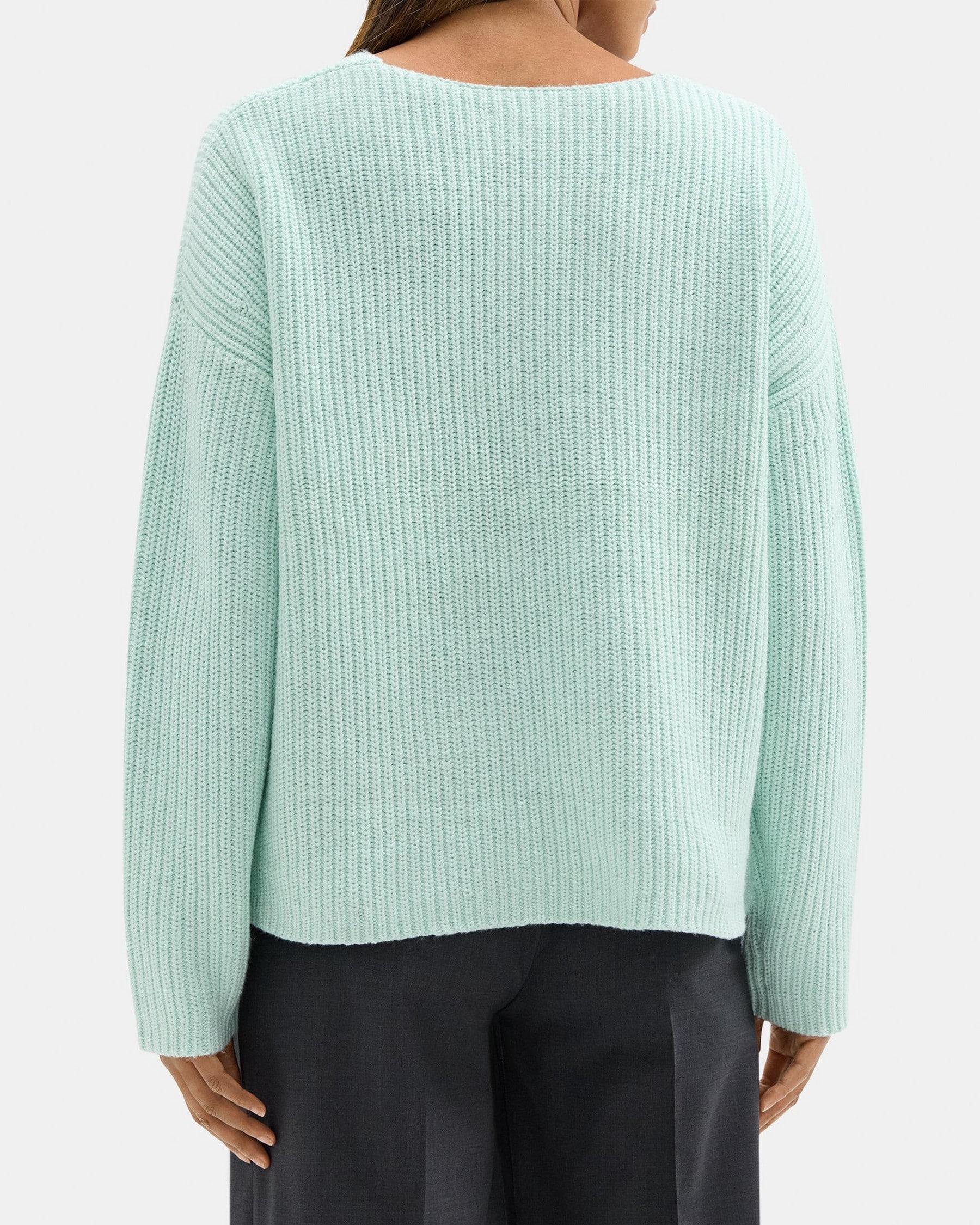 Easy V-Neck Sweater in Cotton-Blend Product Image