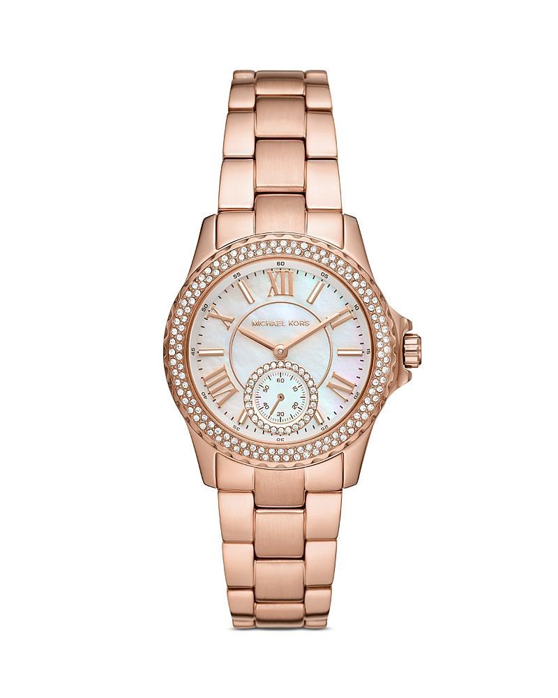 Michael Kors Womens Everest Quartz Three-Hand Rose Gold-Tone Stainless Steel Watch 33mm Product Image