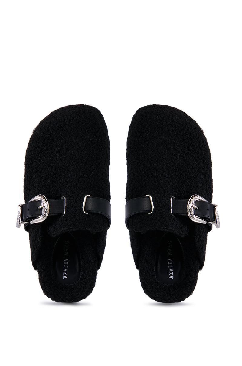 AZALEA WANG DEVANY BLACK SHERPA CLOG Product Image