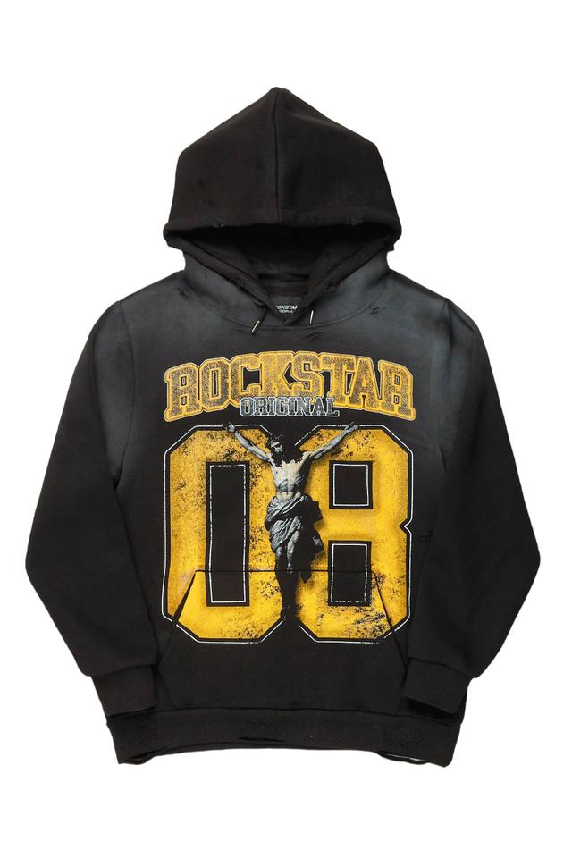 Fields Black/Yellow Distressed Graphic Hoodie Male Product Image