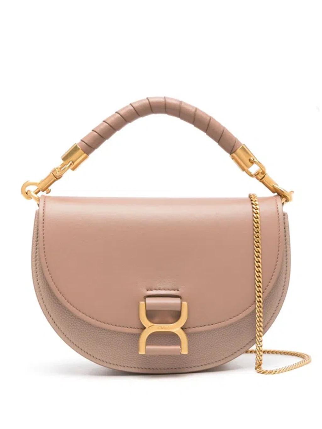 Marcie Flap Leather Tote Bag In Pink Product Image