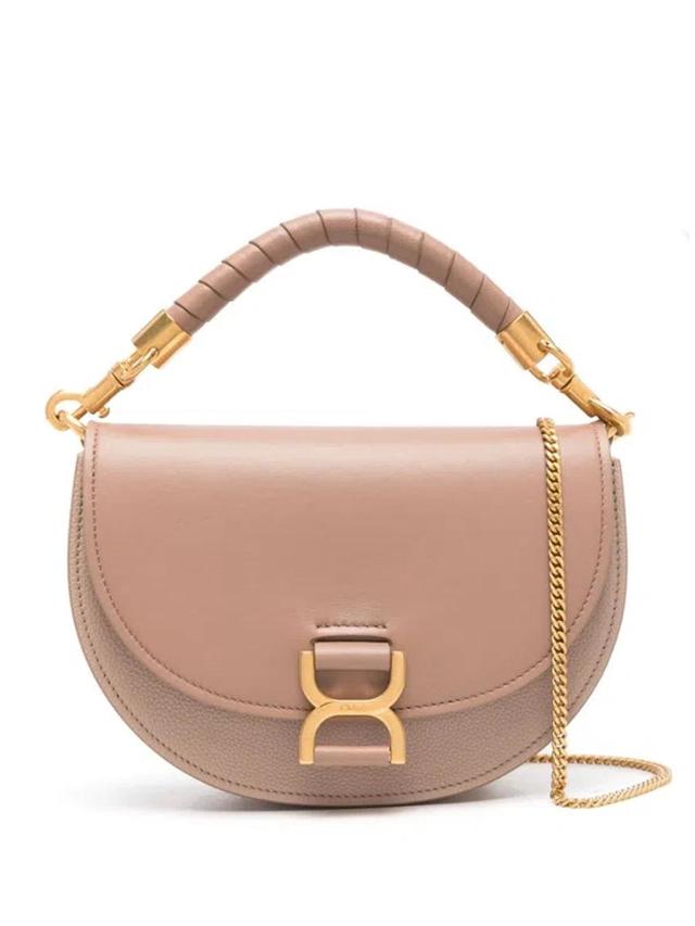 Marcie Flap Leather Tote Bag In Pink Product Image