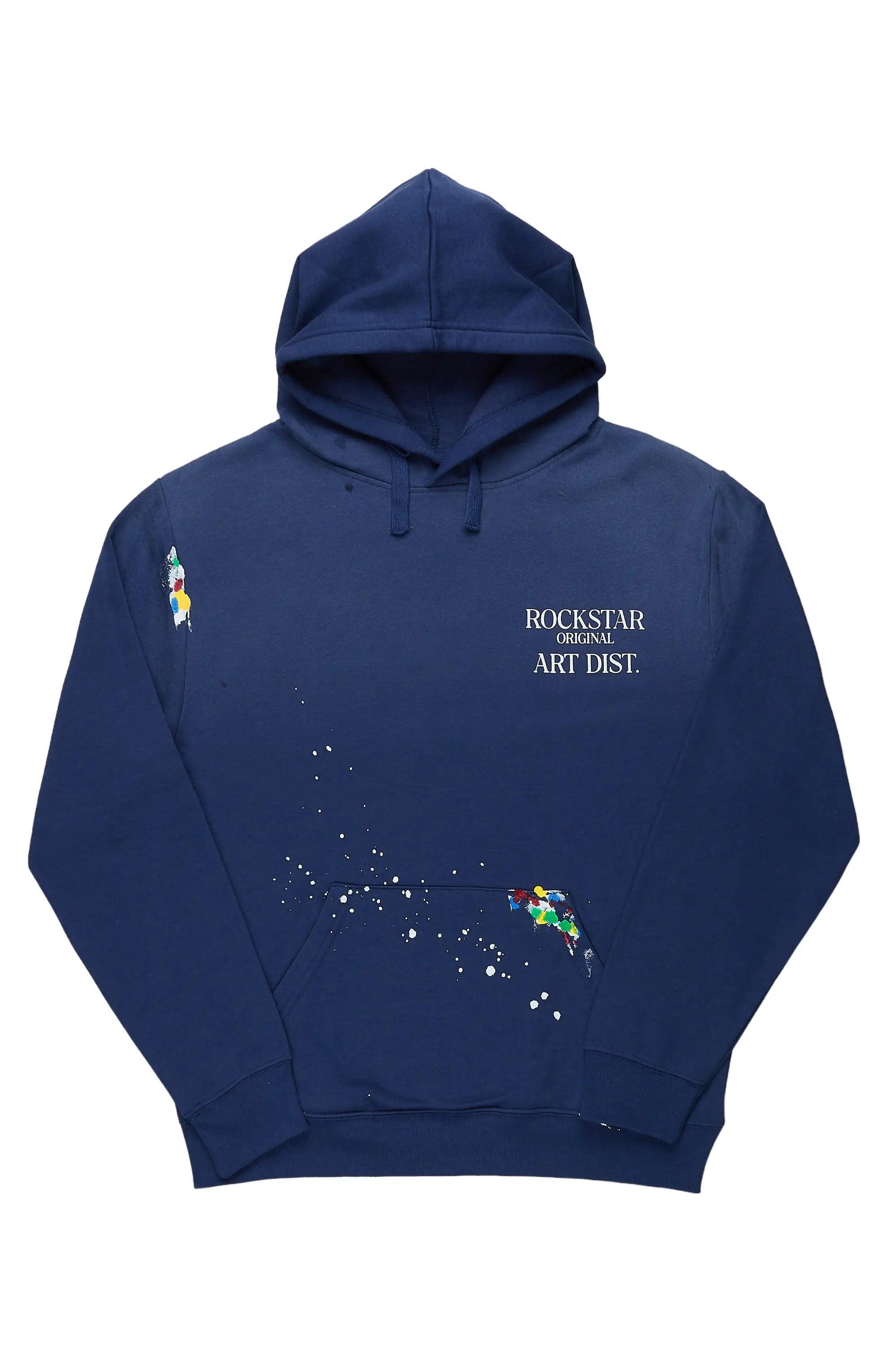 Rockstar Art Dist. Steel Blue Graphic Hoodie Male Product Image