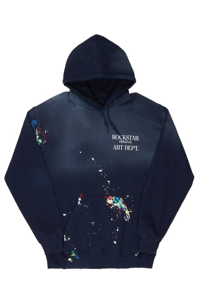 Rockstar Art Dist. Navy Graphic Hoodie Male Product Image