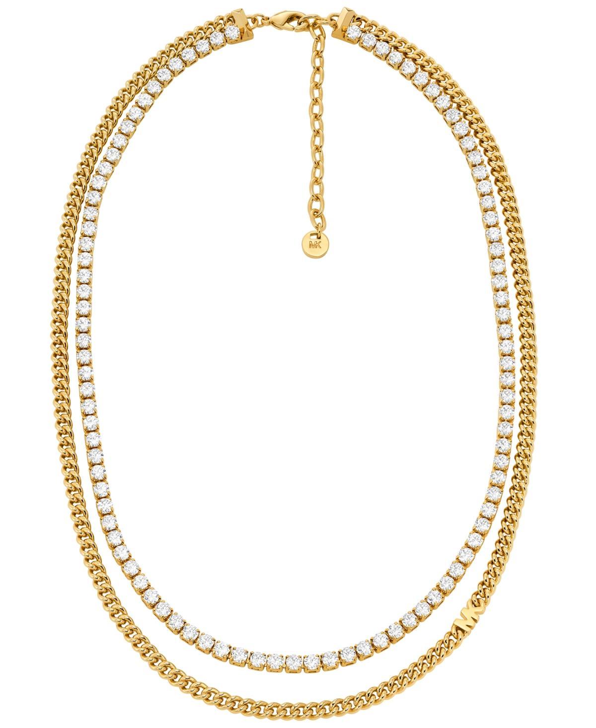 Precious Metal-Plated Brass Double Chain Tennis Necklace Product Image