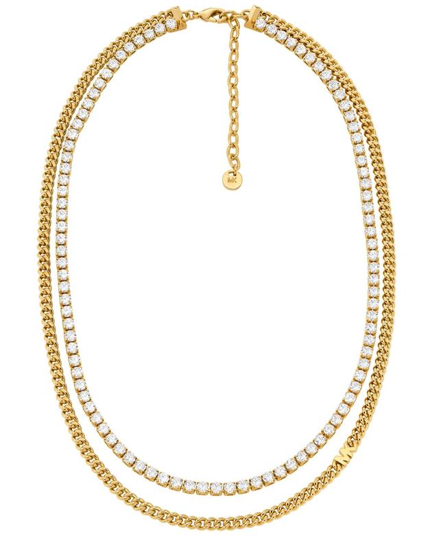 Precious Metal-Plated Brass Double Chain Tennis Necklace Product Image