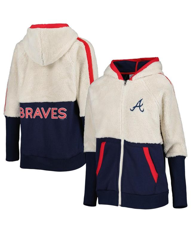 Womens G-III 4Her by Carl Banks Oatmeal/Navy Atlanta Braves Shuffle It Raglan Full-Zip Hoodie Product Image