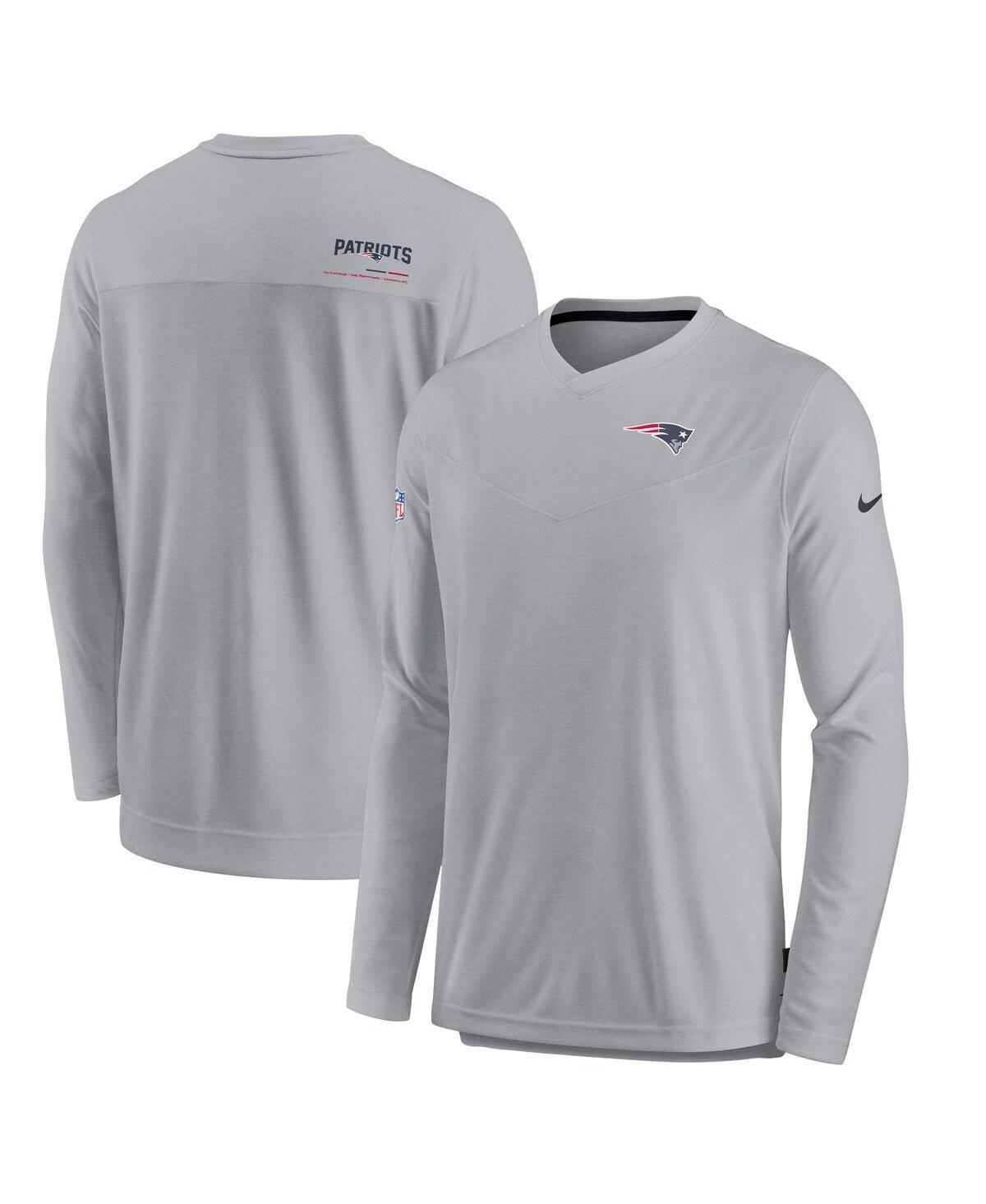 Mens Nike Gray New England Patriots 2022 Sideline Coach Chevron Lock Up Performance Long Sleeve T-shirt Product Image