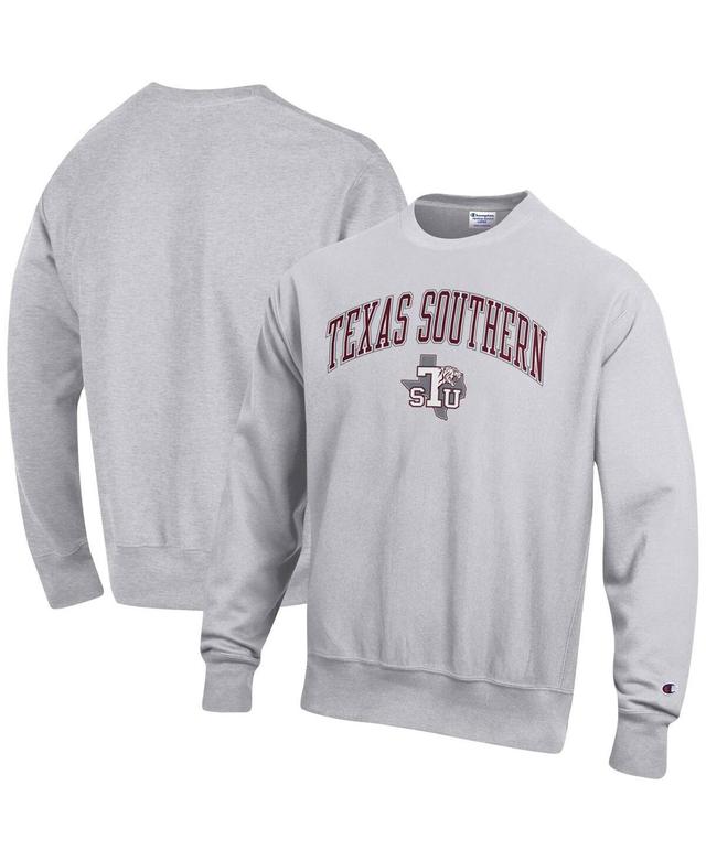 Mens Champion Heathered Gray Texas Southern Tigers Arch Over Logo Reverse Weave Pullover Sweatshirt Product Image