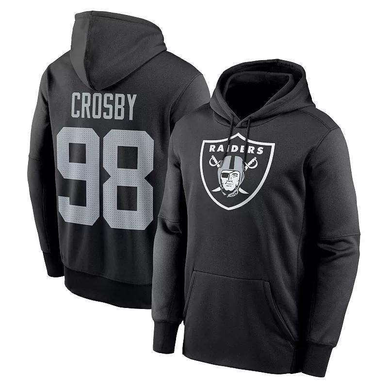 Mens Nike Maxx Crosby Black Las Vegas Raiders Player Name & Number Performance PulloverHoodie Product Image