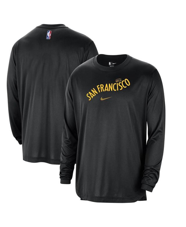 Mens Nike Black Distressed Golden State Warriors 2023/24 City Edition Authentic Pregame Performance Long Sleeve Shooting T-shirt Product Image