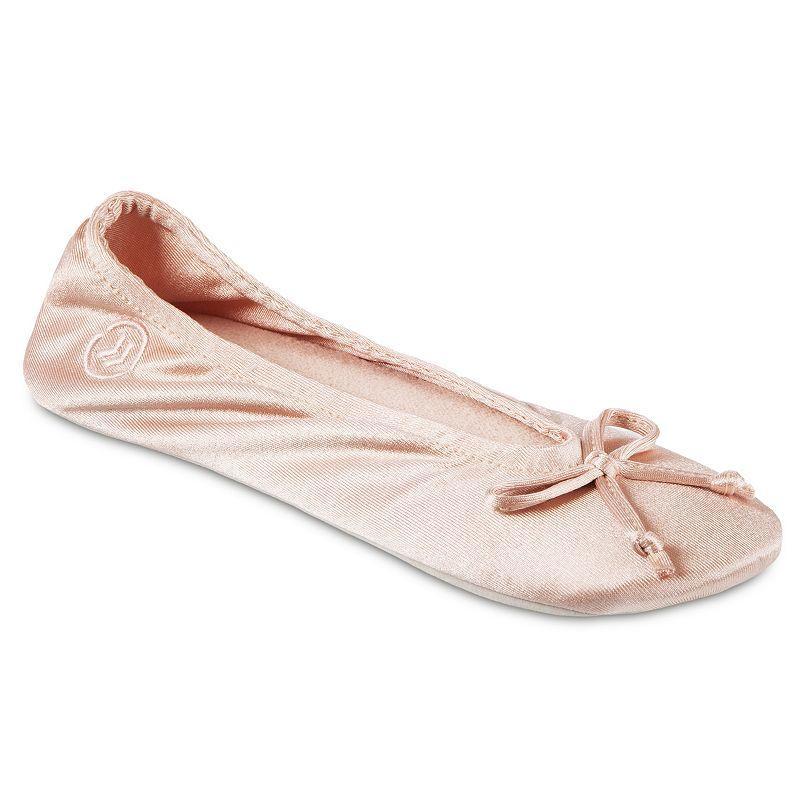 isotoner Satin Womens Ballerina Slippers Dark Beige Product Image