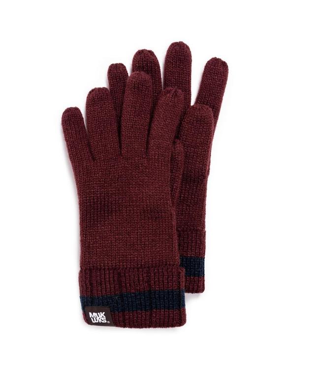 Mens MUK LUKS Ribbed Gloves, Red Navy Product Image