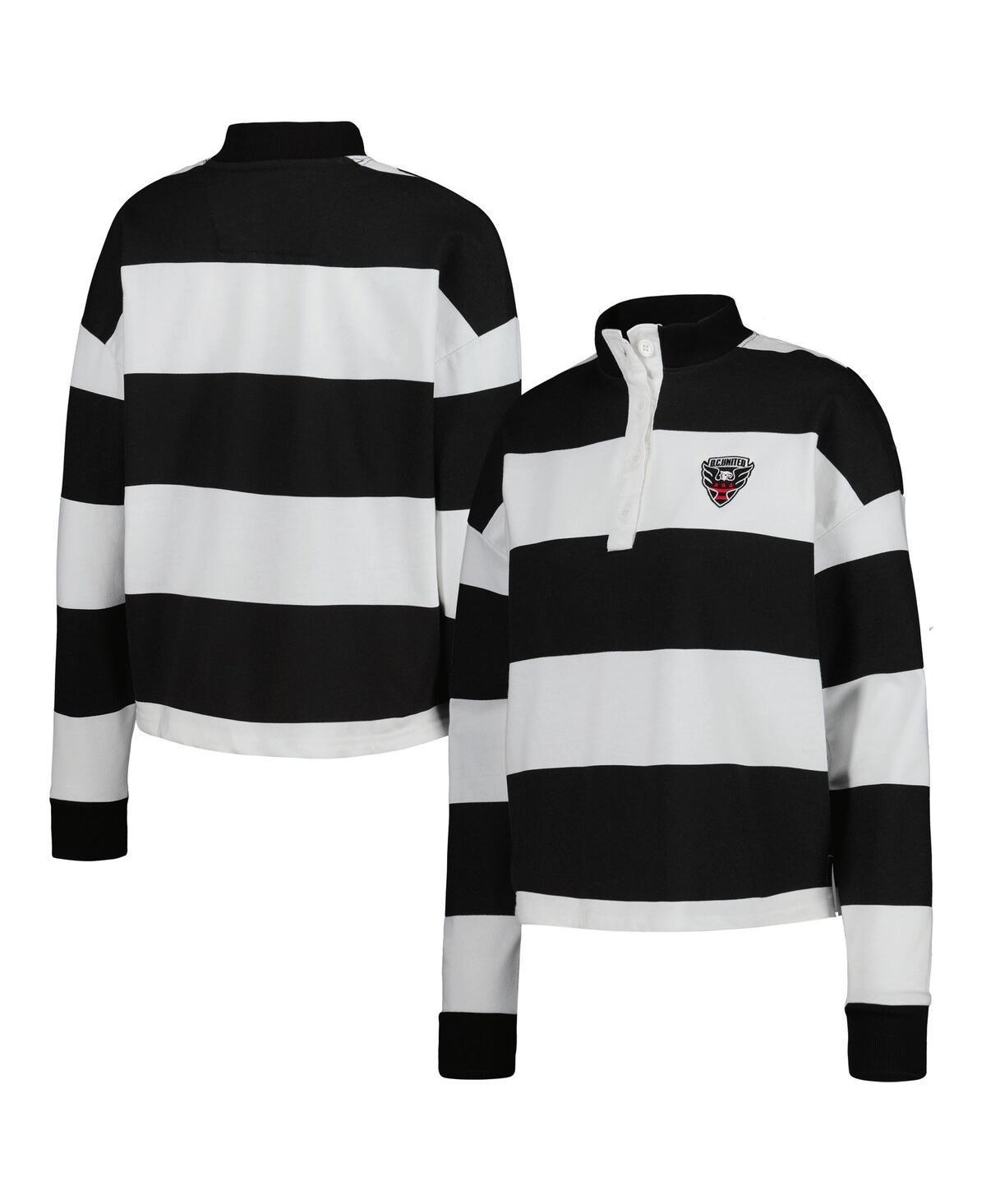 Womens Antigua White D.C. United Radical Rugby Stripe Long Sleeve T-Shirt Product Image