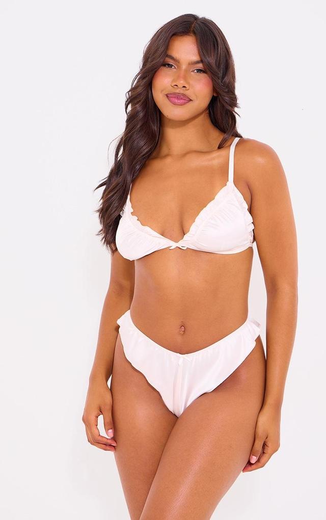 Cream Satin Frill Lingerie Set Product Image