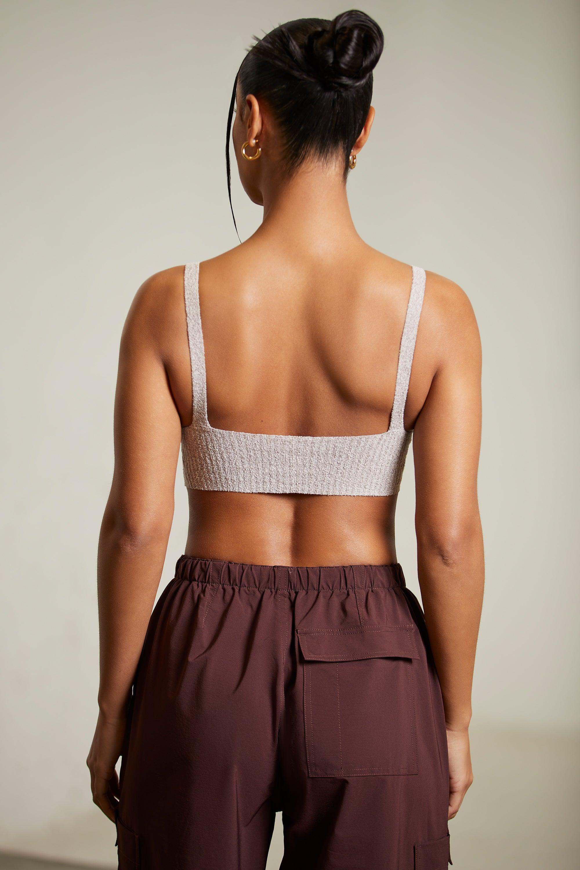 Curved Neck Crop Top in Mocha Female Product Image