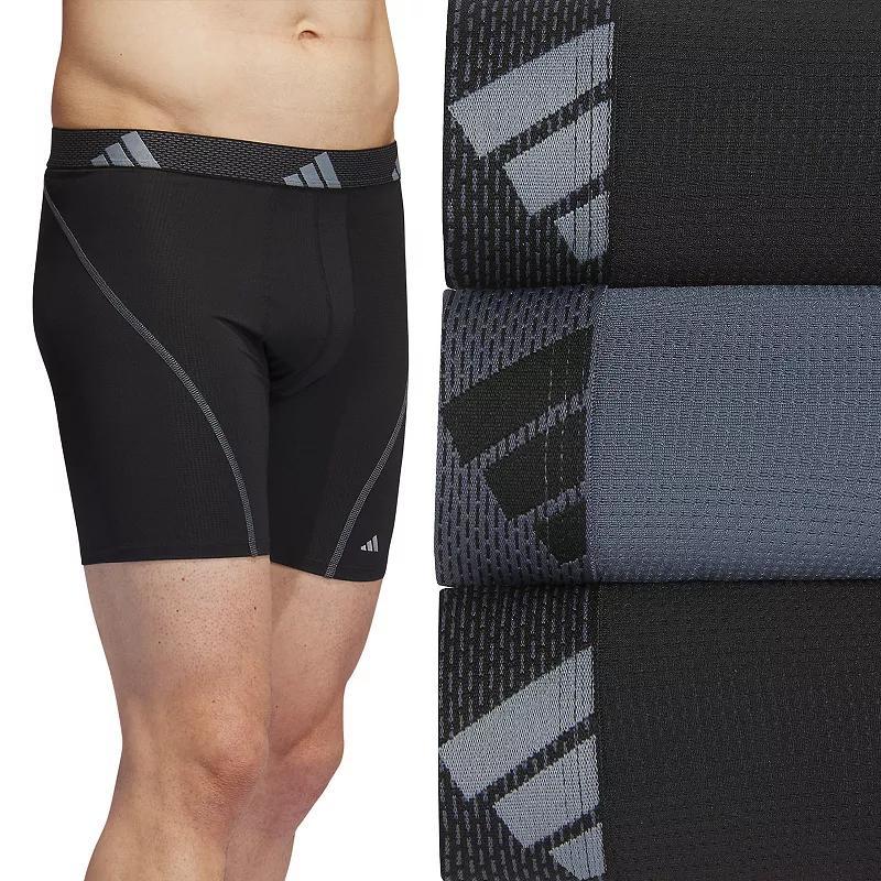 adidas Performance Mesh Boxer Brief 3-Pack Onix Grey/Black) Men's Underwear Product Image