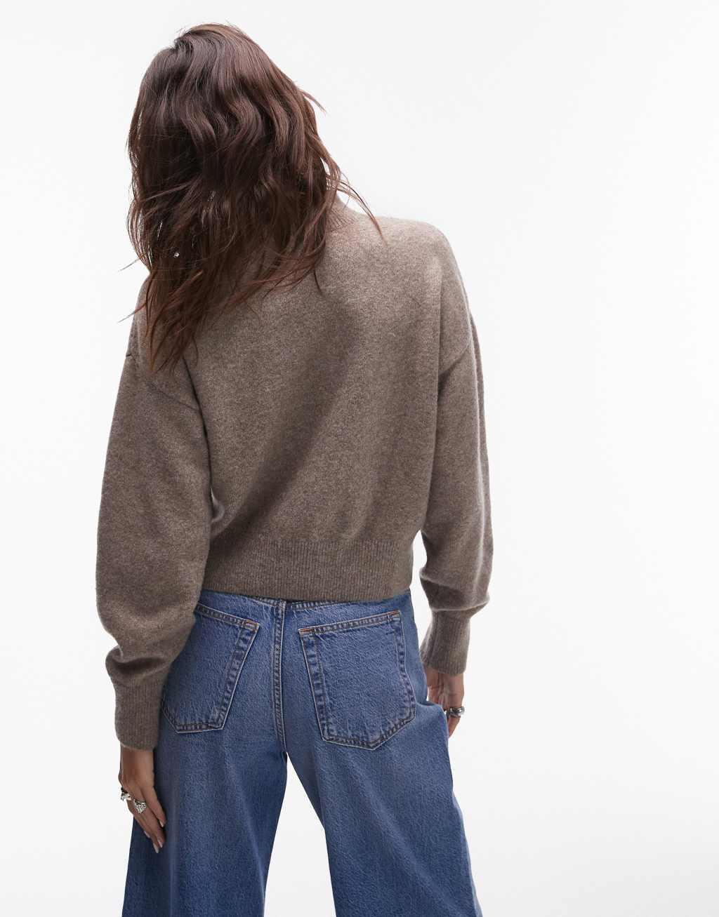 & Other Stories mock neck sweater in mole melange Product Image