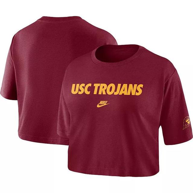 Womens Nike Cardinal USC Trojans Wordmark Cropped T-Shirt Product Image