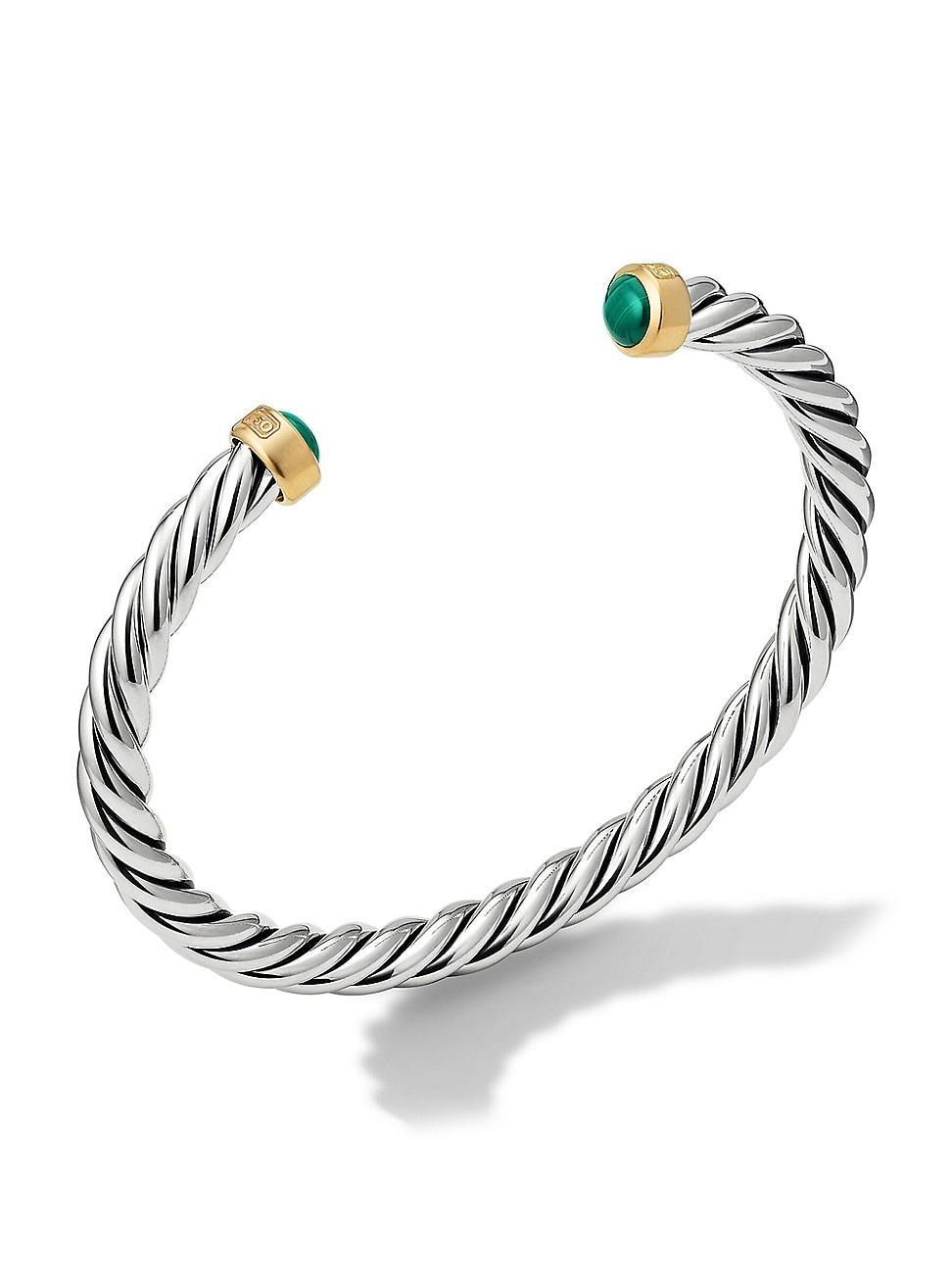 Mens Cable Cuff Bracelet with 18K Yellow Gold Product Image