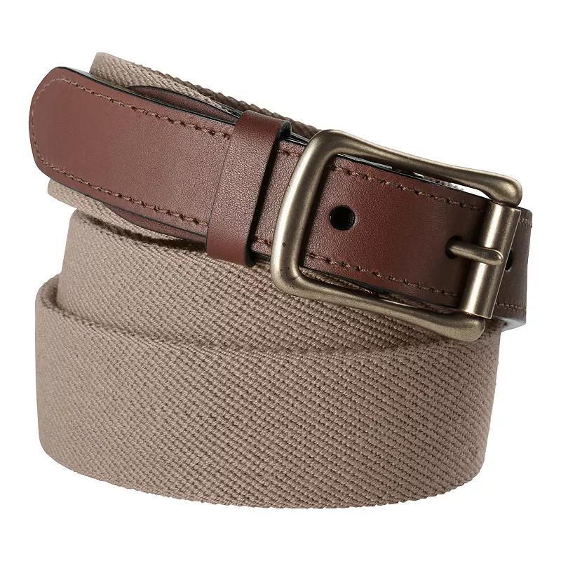 Big & Tall Lands End Elastic Surcingle Leather Trim Belt Green Moss Product Image