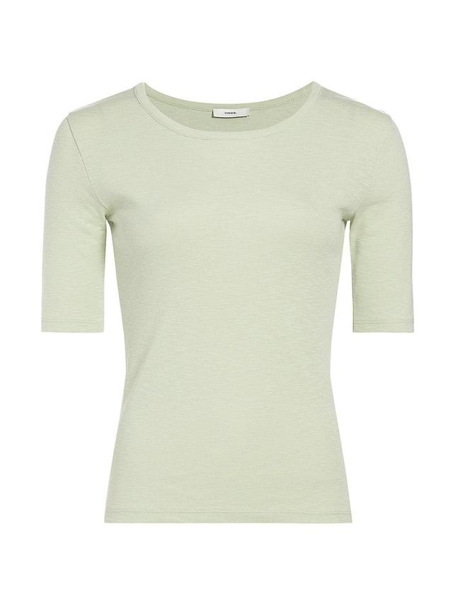 Womens Elbow-Sleeve Cotton-Blend T-Shirt Product Image