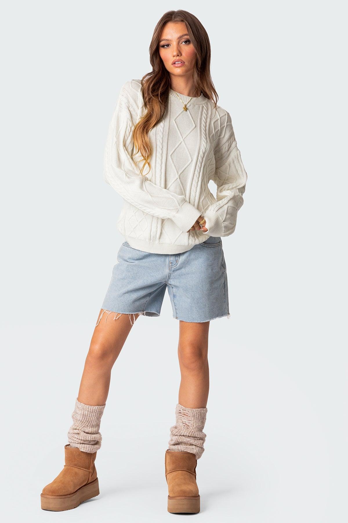 Jessy Cable Knit Oversized Sweater Product Image