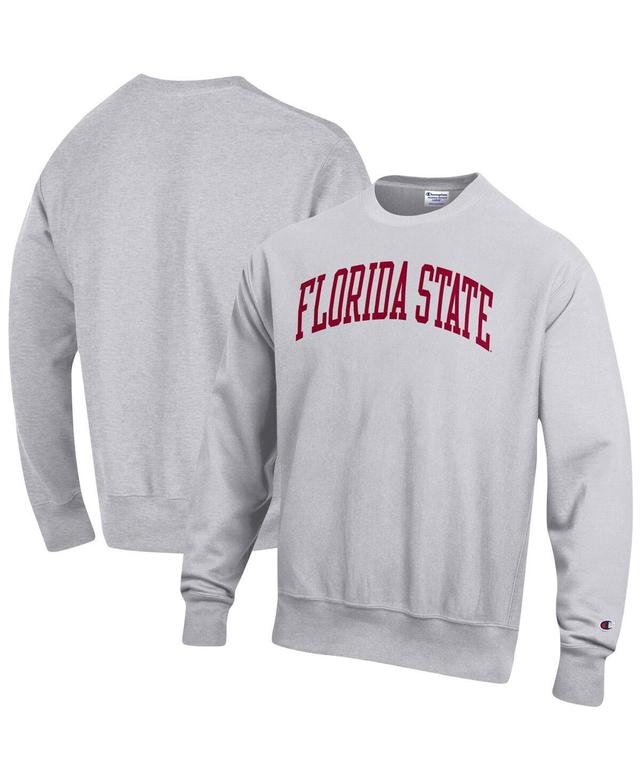 Mens Champion Heathered Gray Florida State Seminoles Arch Reverse Weave Pullover Sweatshirt FSU Grey Product Image