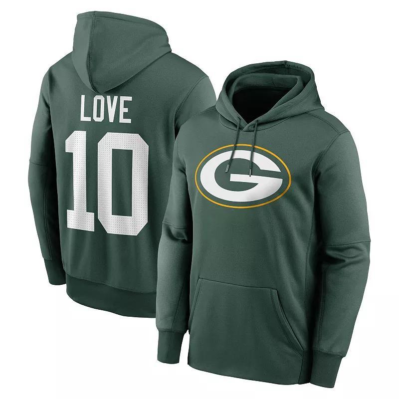 Mens Nike Jordan Love Bay Packers Player Name & Number Performance PulloverHoodie Product Image