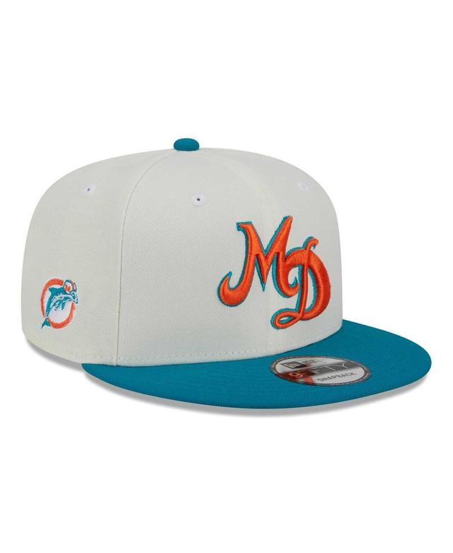 Mens New Era Cream/Aqua Miami Dolphins City Originals 9FIFTY Snapback Hat Product Image