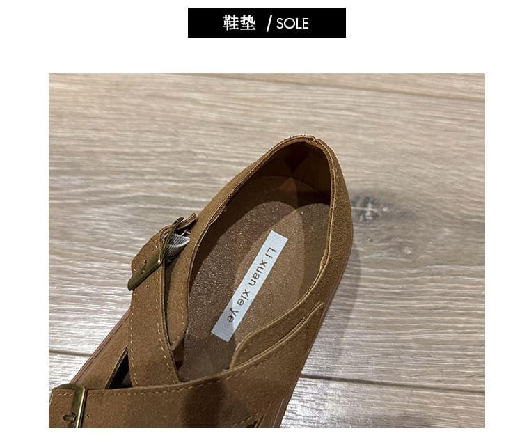 Platform Cross Strap Plain Buckled Mary Jane Shoes Product Image