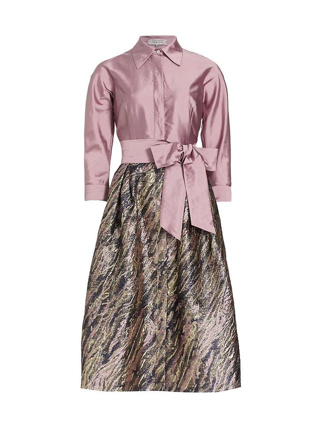 Womens Taffeta Metallic Jacquard Midi Shirtdress Product Image