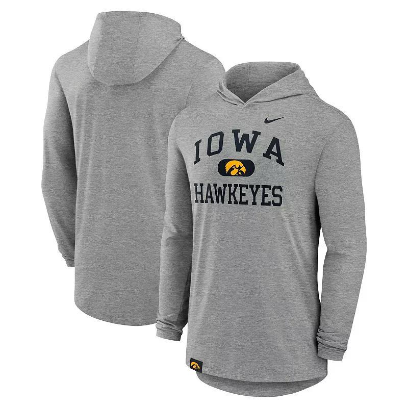 Mens Nike Heather Gray Iowa Hawkeyes Blitz Hoodie Long Sleeve T-Shirt Product Image