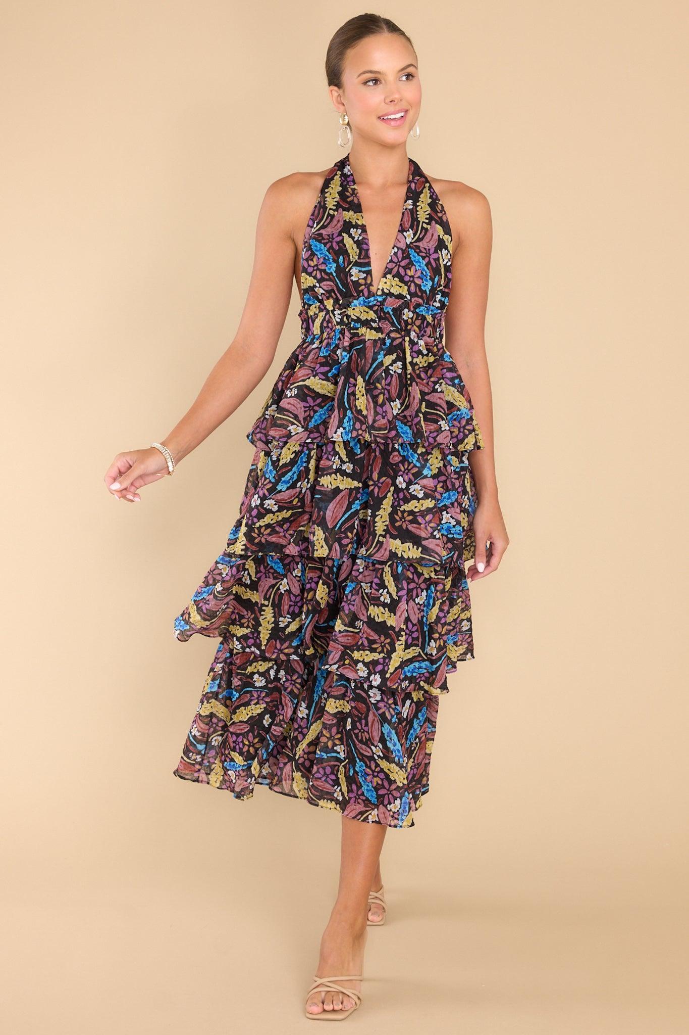 Lulua Black Multi Floral Maxi Dress Product Image