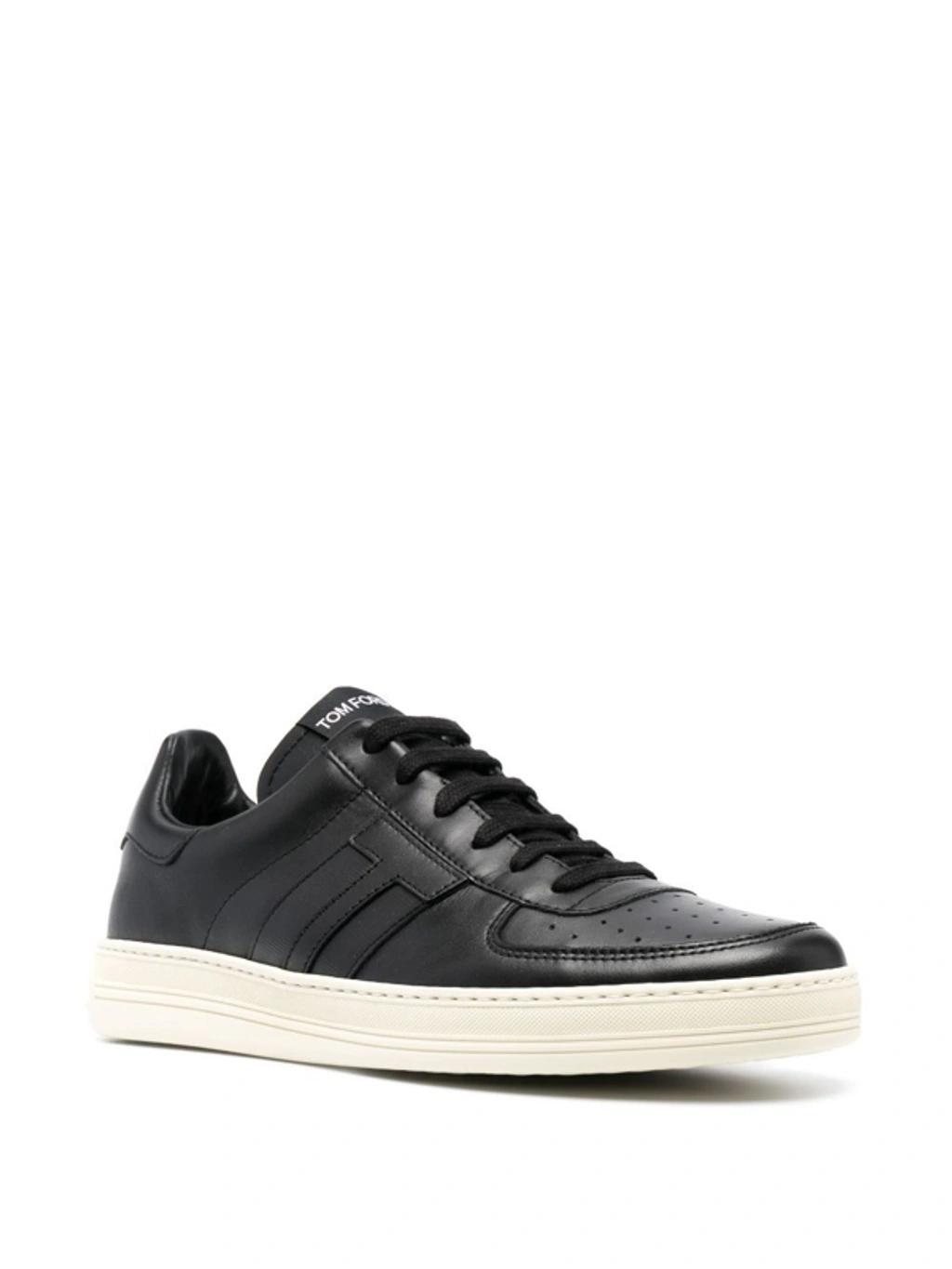 Brown Radcliffe Leather Low-top Sneakers In Black Product Image