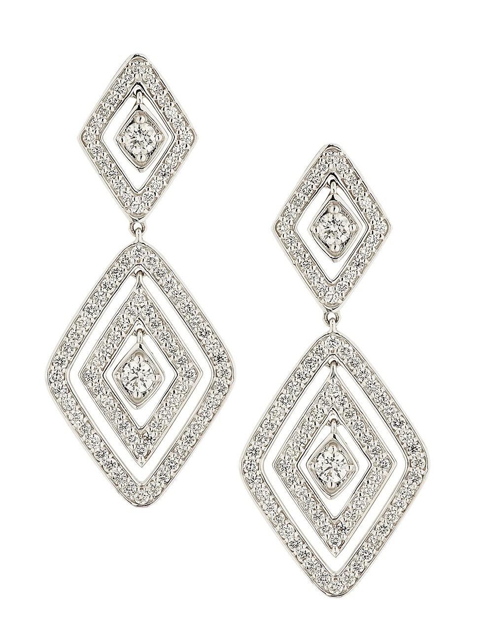 Womens Diamante 18K White Gold & 1.95 TCW Diamond Drop Earrings Product Image