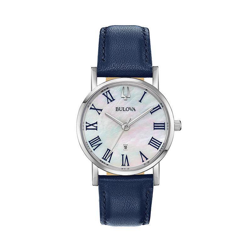 Bulova Womens Classic Slim-Profile Leather Watch - 96M146 Blue Product Image