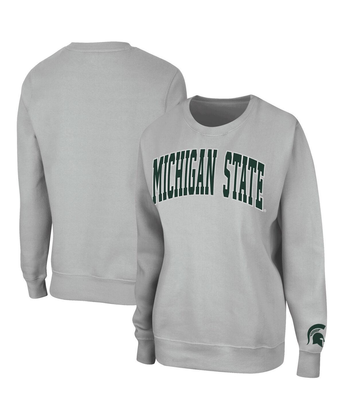 Womens Colosseum Gray Michigan State Spartans Campanile Pullover Sweatshirt Product Image